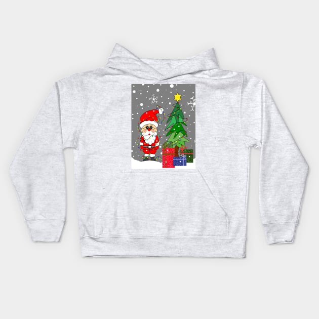 Merry Christmas Funny Santa Claus - Funny Santa Art Kids Hoodie by SartorisArt1